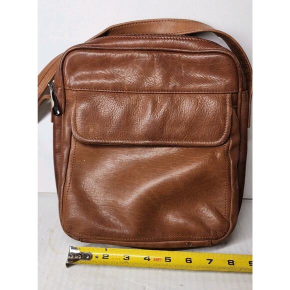 Vintage Y2K Wilson's Leather Cross Body Messenger Bag Brown Satchel Purse - Picture 7 of 15